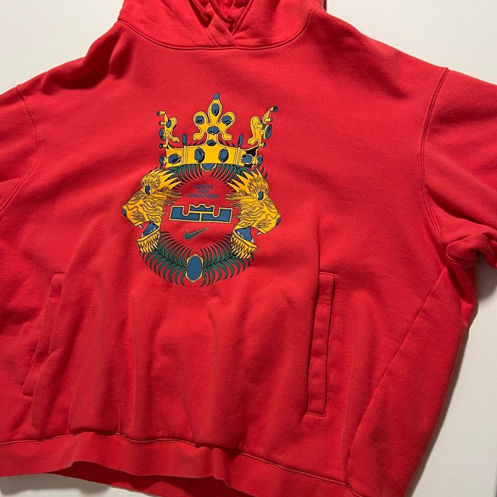 Nike Lebron James Hoodie Red Pink King Lion Pullover Sweatshirt Men's size XXL